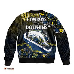 NRL Combine Dolphins and Cowboys Bomber Jacket Aboriginal