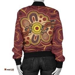 Aboriginal Women's Bomber Jacket, Indigenous Lizard Dot Painting Art
