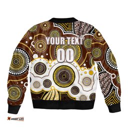 Custom Personalised And Number Hawks AFL Bomber Jacket Aboriginal Patterns
