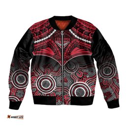 Essendon Football Bomber Jacket Bombers Aboriginal Mix Polynesian Pattern