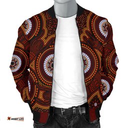 Aboriginal Men's Bomber Jacket - Aboriginal Human Dot Painting Art
