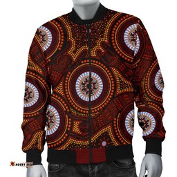 Aboriginal Men's Bomber Jacket - Aboriginal Human Dot Painting Art