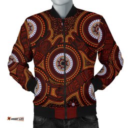 Aboriginal Men's Bomber Jacket - Aboriginal Human Dot Painting Art