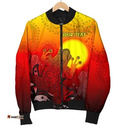 CustomAboriginal Men's Bomber Jacket - Indigenous Frog Red