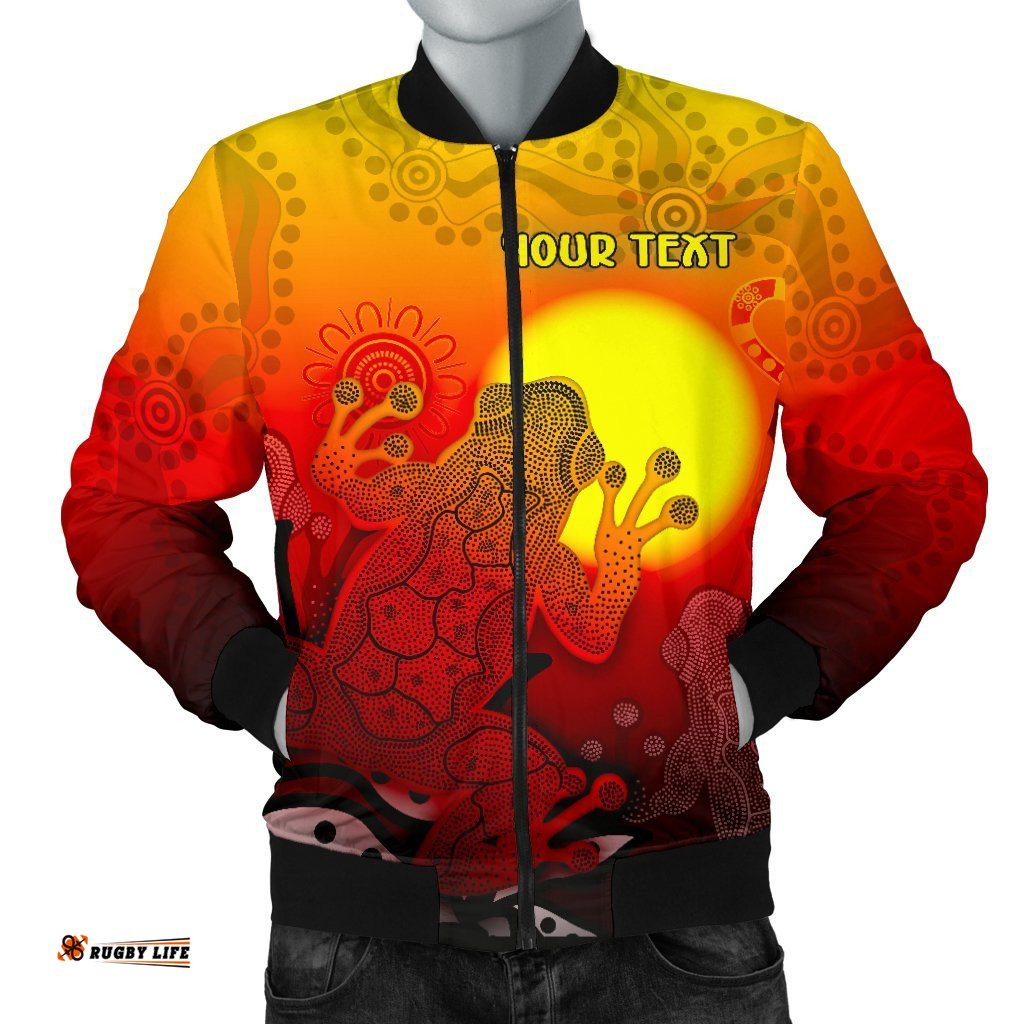 CustomAboriginal Men's Bomber Jacket - Indigenous Frog Red