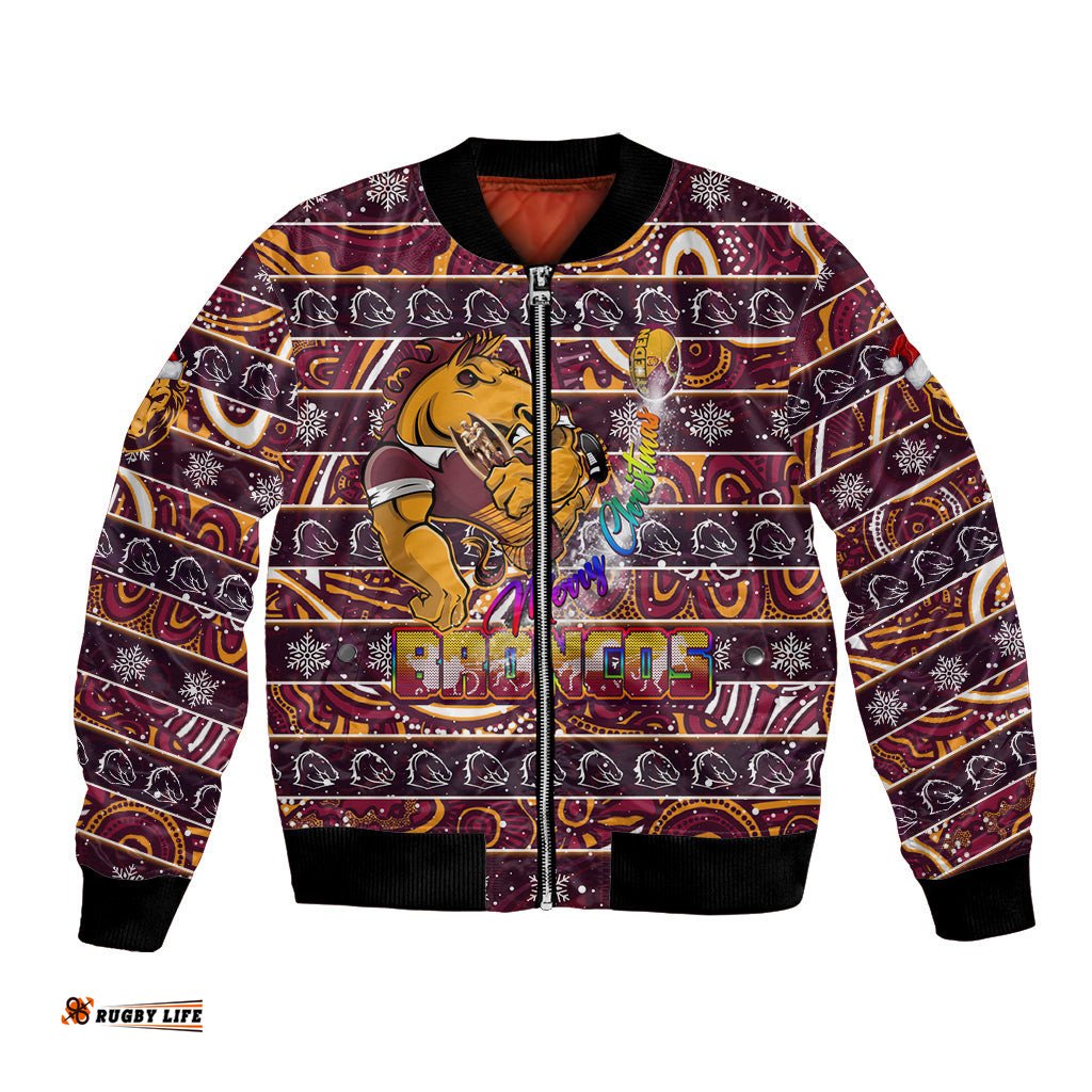 Brisbane Broncos Christmas Bomber Jacket Rugby Australia Mascot