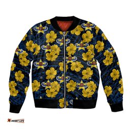 Cowboys Rugby Bomber Jacket Polynesian Style With Hibiscus