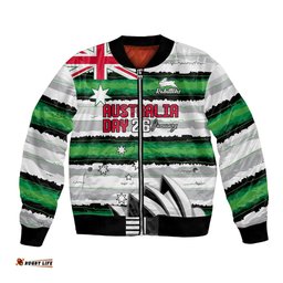 NRL Rabittohs Australia Day Custom Bomber Jacket Sydney Opera House Glory Glory
