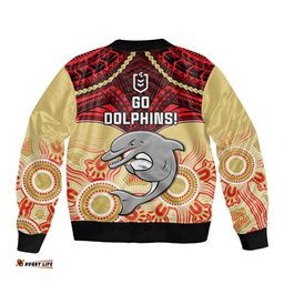 Dolphins Rugby Bomber Jacket Aboriginal Mix Polynesian Pattern