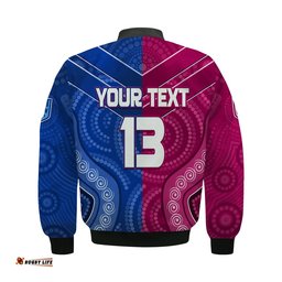 Custom Text and Number Blues and Maroons Rugby Bomber Jacket Origin NSW Combine Queensland Aboriginal Australian