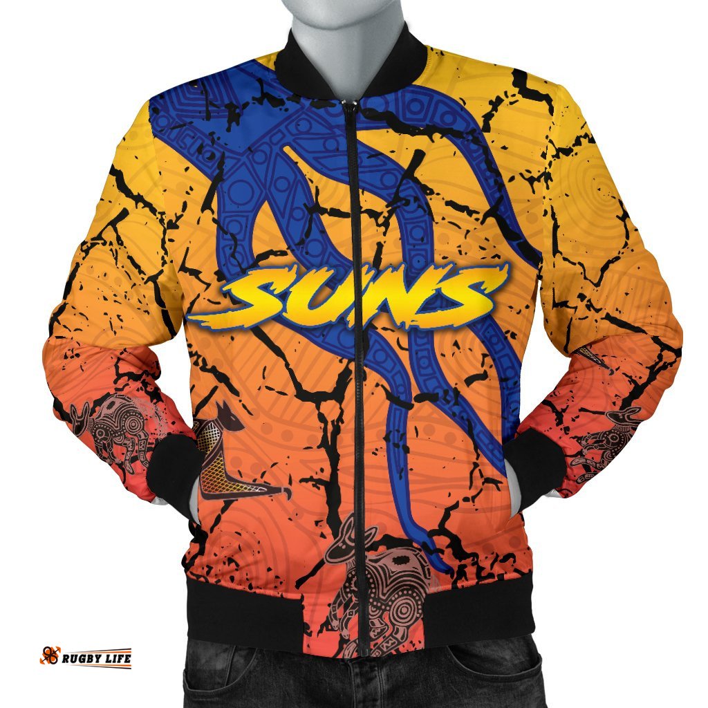 Gold Coast Zip Men Bomber Jacket Suns Origin Indigenous