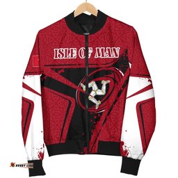 Custom Text Isle Of Man Rugby Personalised Men's Bomber Jacket - Isle Of Man Rugby