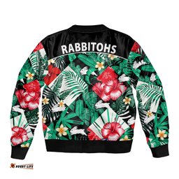 Rabbitohs Rugby Bomber Jacket Fashion Tropical Jungle Flowers
