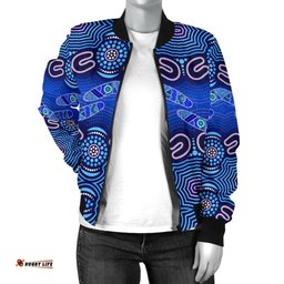 ABoriginal Women's Bomber Jacket - Boomerangs And Dot Painting Art Ver02-