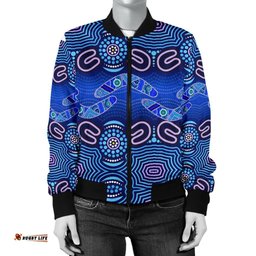 ABoriginal Women's Bomber Jacket - Boomerangs And Dot Painting Art Ver02-