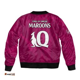 Queensland Maroon Rugby Bomber Jacket Origin Queensland Sporty Style