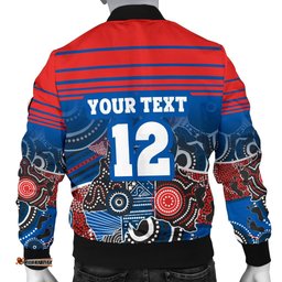 Custom Personalised Knights Men's Bomber Jacket Newcastle Aboriginal Horizontal Style