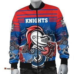 Custom Personalised Knights Men's Bomber Jacket Newcastle Aboriginal Horizontal Style