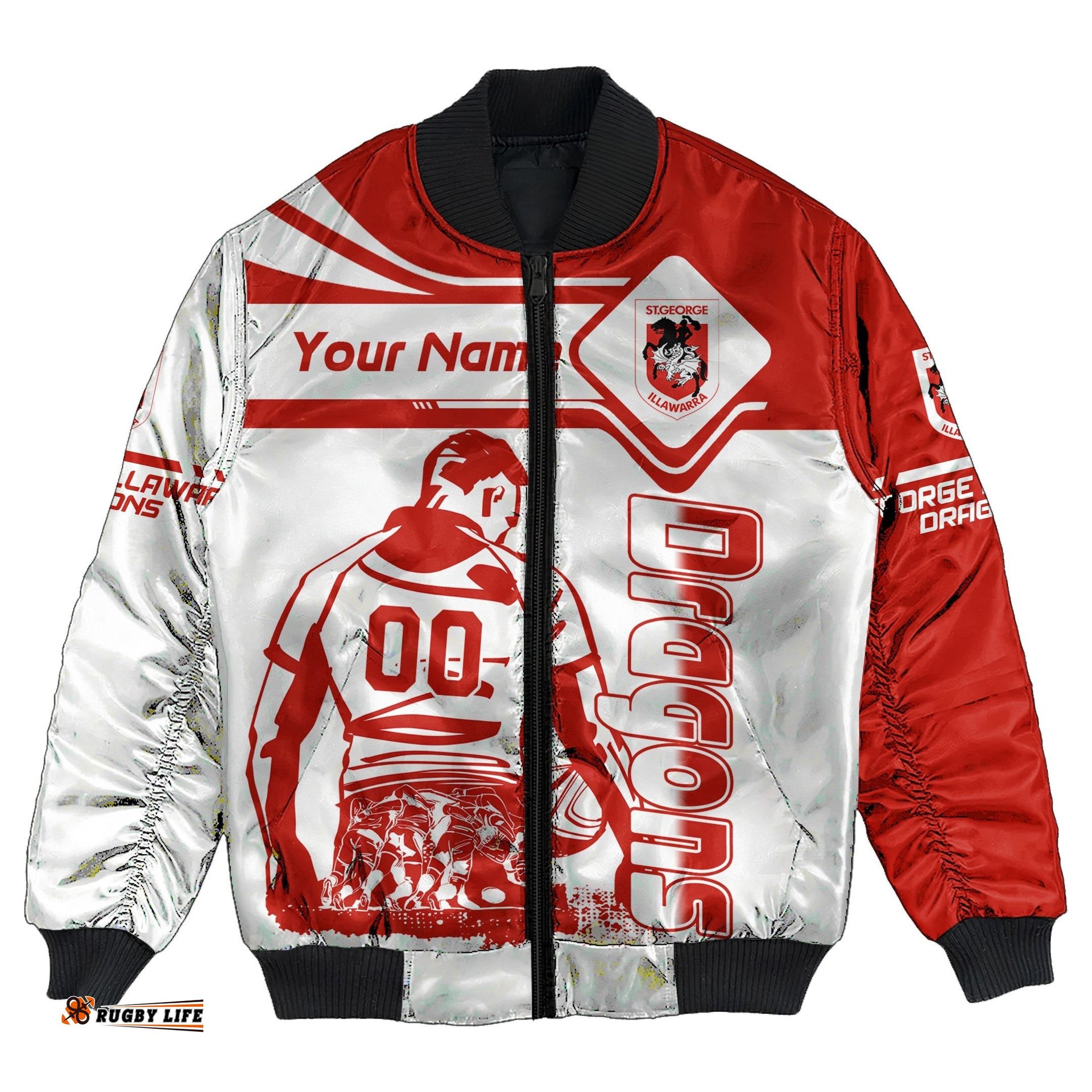St. George Illawarra Dragons Bomber Jacket Personalized Pentagon Style- NRL