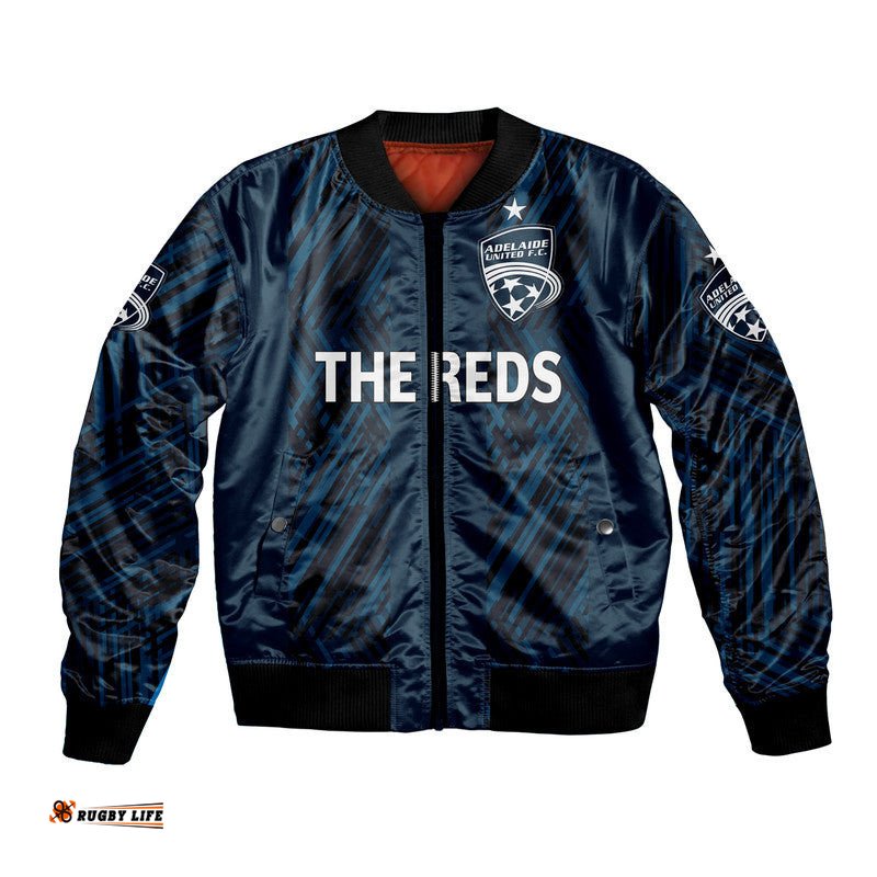 Custom Personalised Adelaide United The Reds Bomber Jacket Soccer Club Original Style - Navy