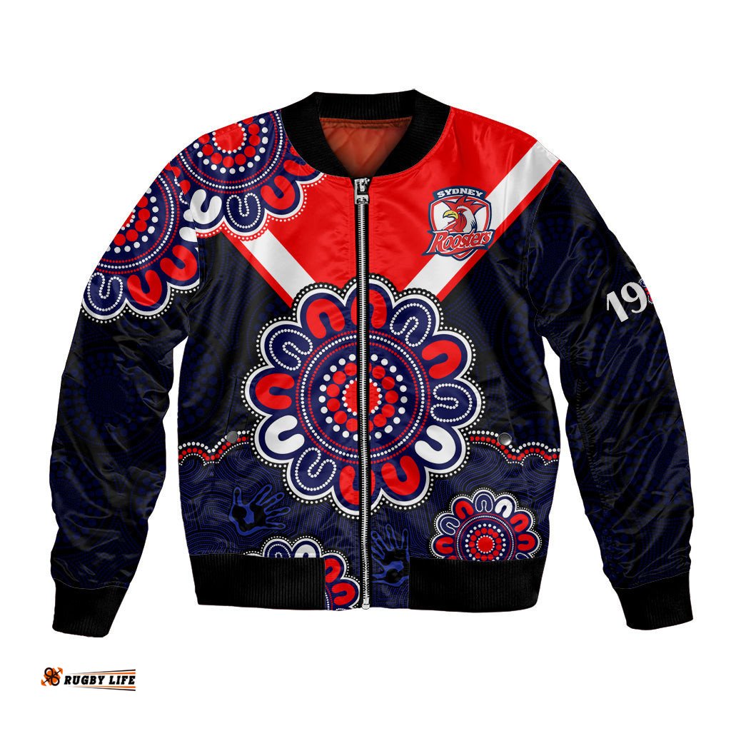 Custom Personalised NRL Sydney Roosters Rugby 1908 Aboriginal Bomber Jacket