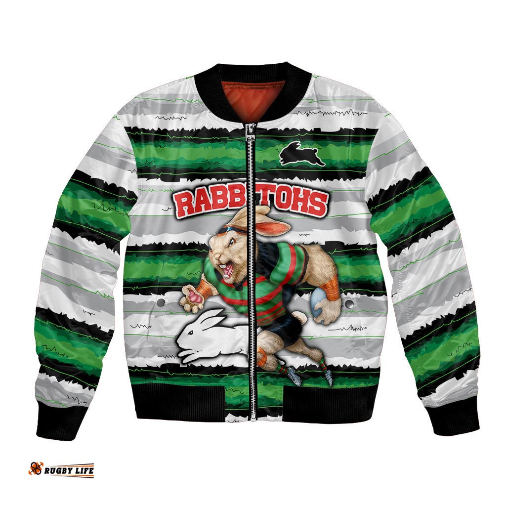 Custom Rabbitohs Mascot Rugby Bomber Jacket The Souths Go Champions