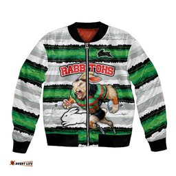 Custom Rabbitohs Mascot Rugby Bomber Jacket The Souths Go Champions