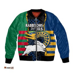 Custom Text And Number NRL Combine Rabbitohs and Eels Bomber Jacket