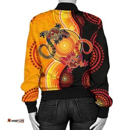 Aboriginal Women's Bomber Jacket - Couple Aboriginal Lizards