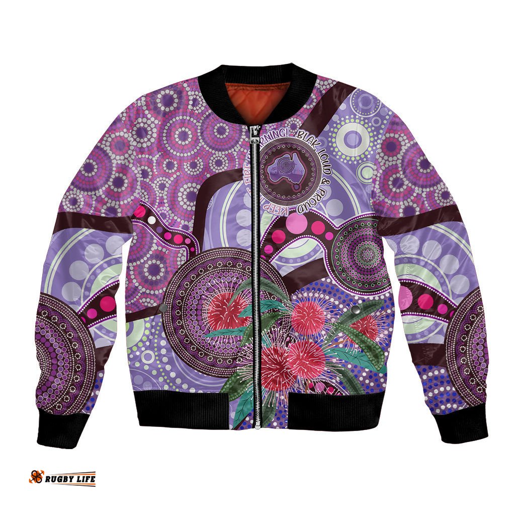 Personalised Australia NAIDOC 2024 Bomber Jacket Keep the Fire Burning Hakea Flowers