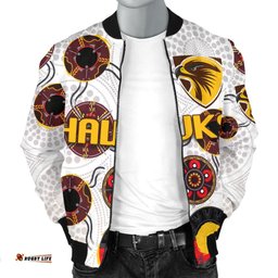 Hawthorn Men's Bomber Jacket Hawks Indigenous - White