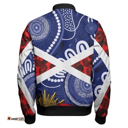 Knights Rugby Anzac Aboriginal Bomber Jacket - Newcastle Knights with Anzac Day Poppy Flower Bomber Jacket