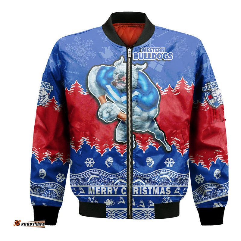 Bulldogs Unique Winter Season Bomber Jacket Dogs Merry Christmas