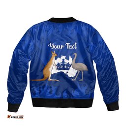 Personalised Australia King Birthday Bomber Jacket Australian Map With Crown Blue Version