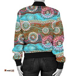Bomber Jacket - Aboriginal Dot Painting Jacket Color Art - Women