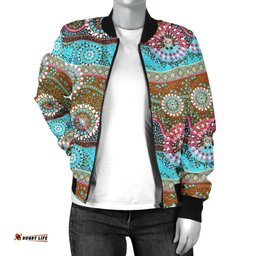 Bomber Jacket - Aboriginal Dot Painting Jacket Color Art - Women