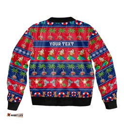 Personalised Australia Christmas Bomber Jacket Aussie Santa Claus Beach Xmas Vibes