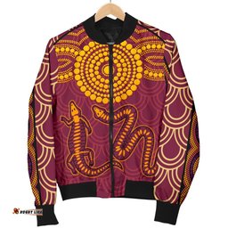 Aboriginal Men's Bomber Jacket - Aboriginal Snake And Alligator