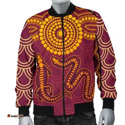Aboriginal Men's Bomber Jacket - Aboriginal Snake And Alligator