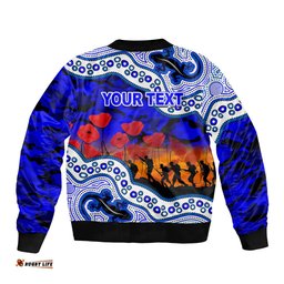 Custom Personalised Anzac Day NRL - Bulldogs Bomber Jacket Aboriginal Lizard Patterns