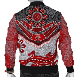 Aboriginal Men's Bomber Jacket - Indigenous Boomerang and Lizard Art