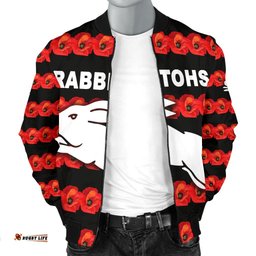 South Sydney Rabbitohs Men's Bomber Jacket Anzac Day Poppy Flower Vibes