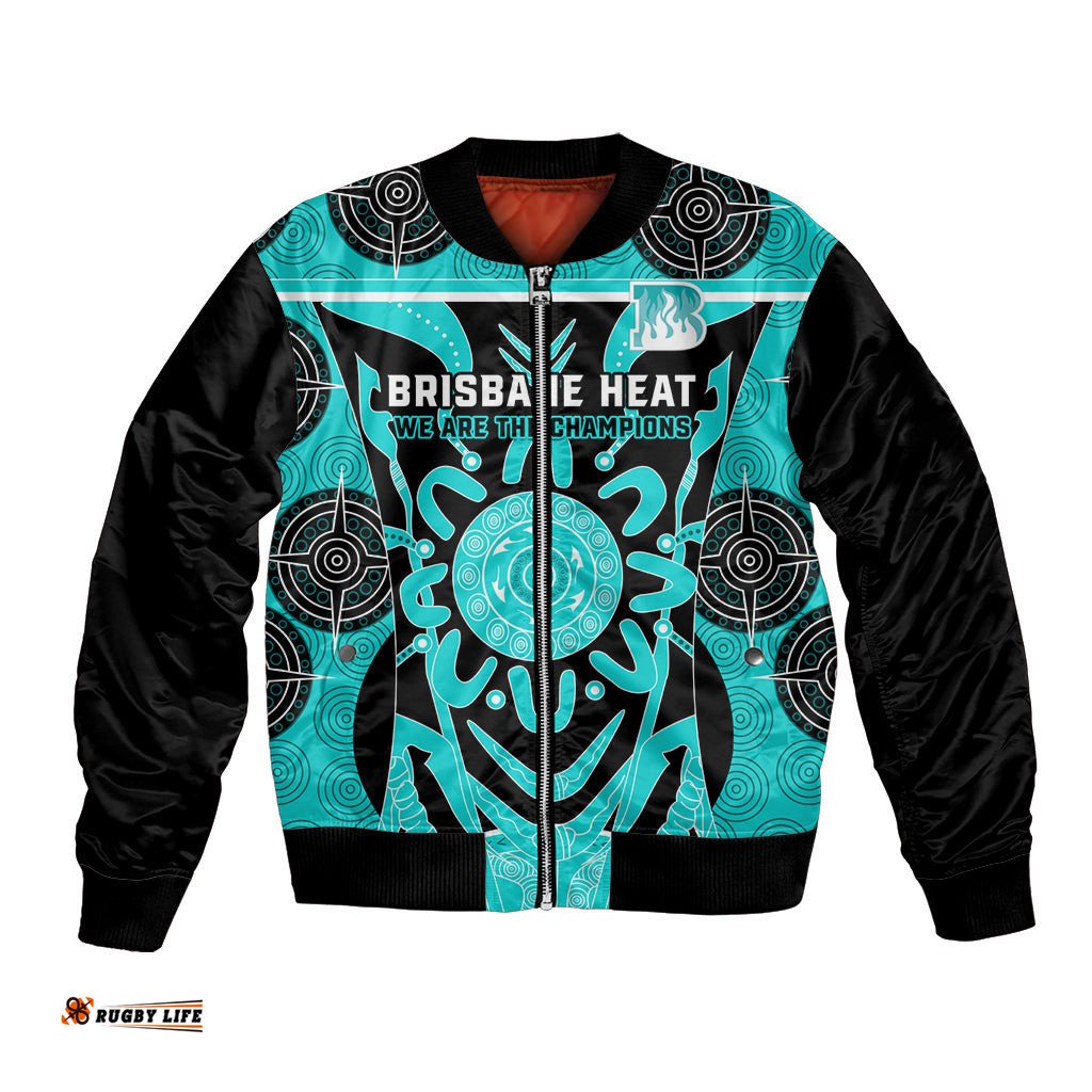 Custom Brisbane Heat Bomber Jacket We Are The Champions Aboriginal Art