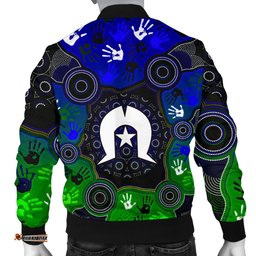 Aboriginal Men's Bomber Jacket - Torres Strait Symbol With Indigenous Patterns