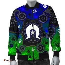 Aboriginal Men's Bomber Jacket - Torres Strait Symbol With Indigenous Patterns