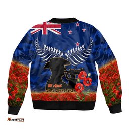 New Zealand ANZAC Day Bomber Jacket 25 April Last Post Camouflage With Poppies