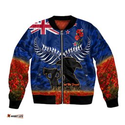 New Zealand ANZAC Day Bomber Jacket 25 April Last Post Camouflage With Poppies