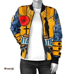 Titans Women's Bomber Jacket Gold Coast Anzac Day Armor Version