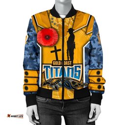 Titans Women's Bomber Jacket Gold Coast Anzac Day Armor Version