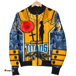 Titans Women's Bomber Jacket Gold Coast Anzac Day Armor Version